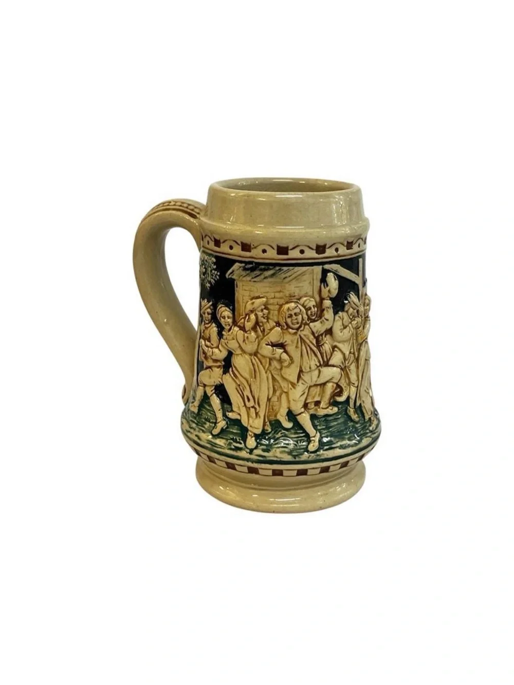 Vintage Dumler Breiden German Beer Stein Mug 1494 Depose Pottery Village Dance